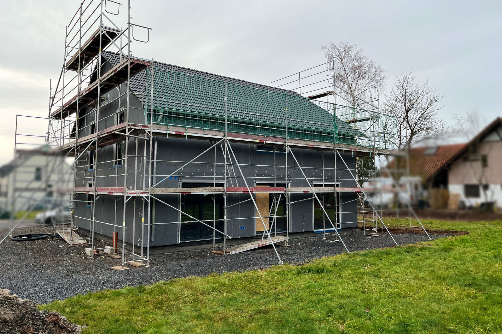 Rohbaumontage Einfamilienhaus
