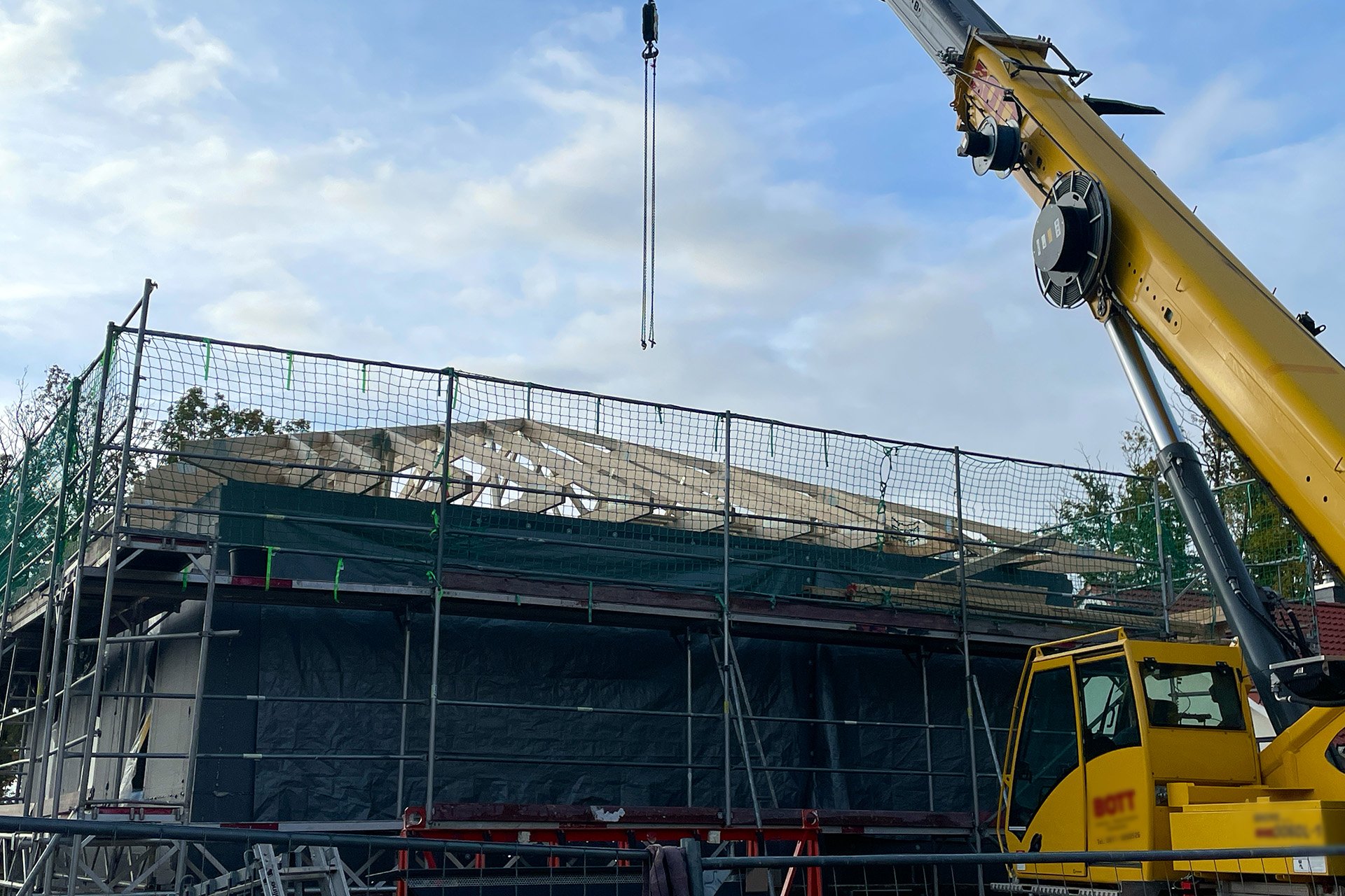 Hausmontage Obergeschoss Einfamilienhaus mit Dachkonstruktion