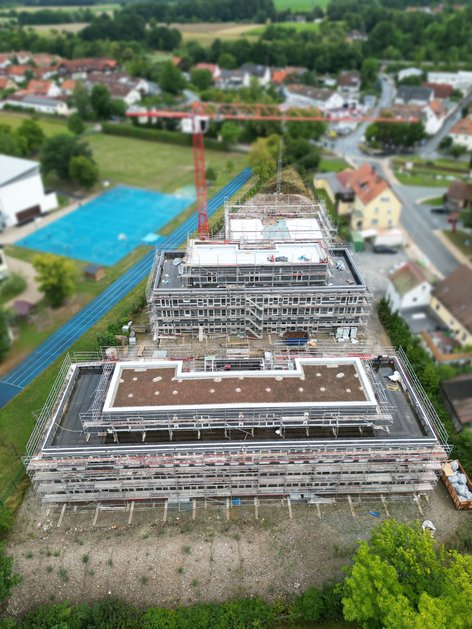 Vogelperspektive Gebäude A bis C