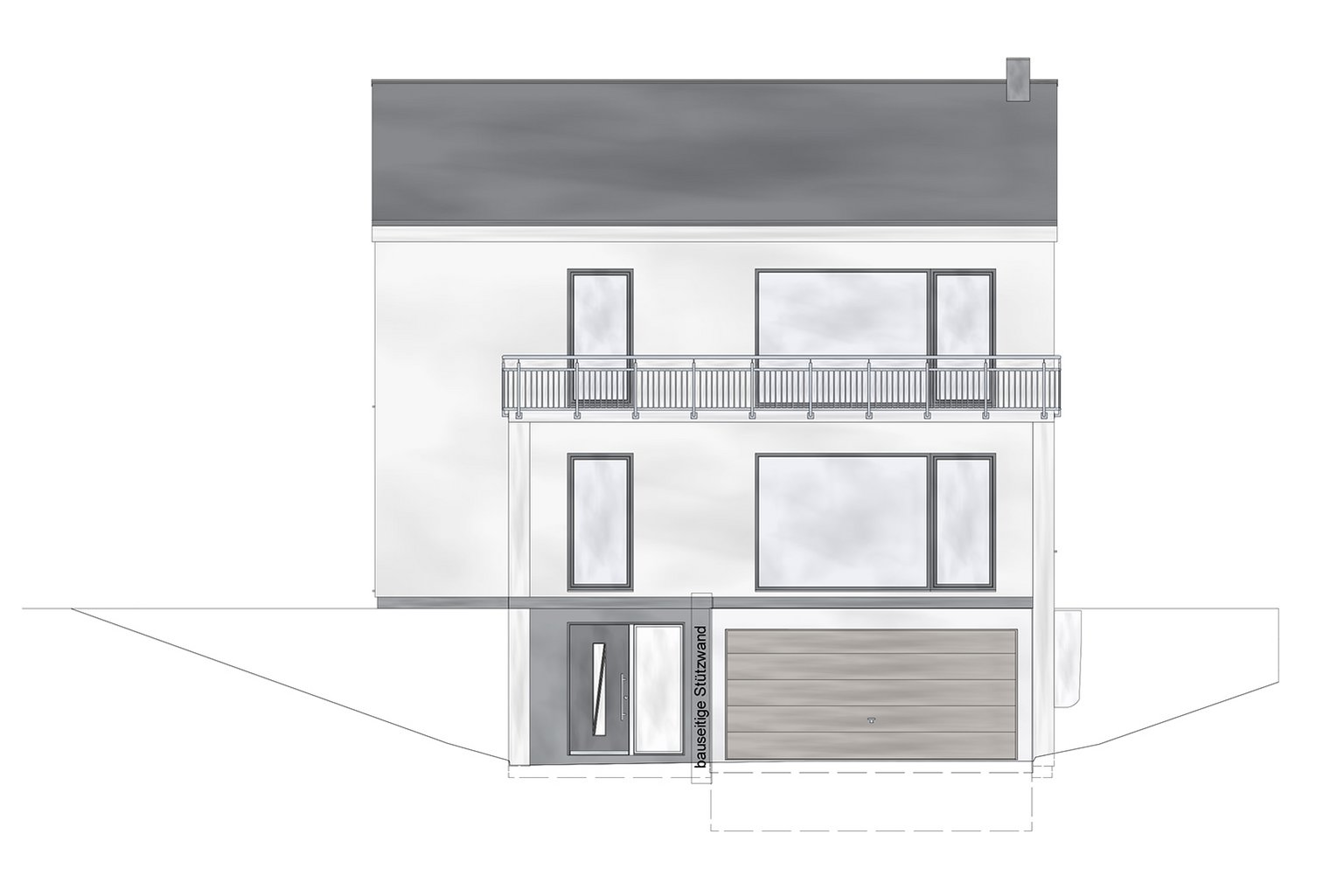 Entwurfszeichnung Einfamilienhaus mit Satteldach